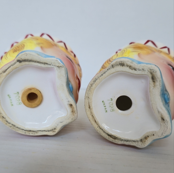 Vintage Lefton Miss Dainty 7028 Japan Boy Girl Head Salt Pepper Shakers Kitsch - Picture 5 of 6